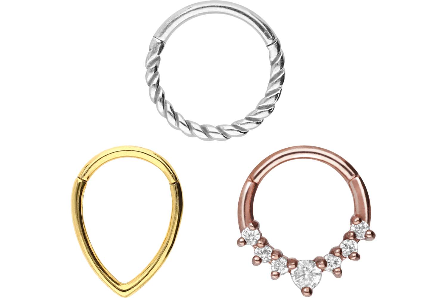 SET Chirurgenstahl Segmentring Clicker Piercing MIX